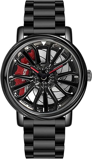 360° Rotating Racing Wheel Hub Watch – Premium Stainless Steel for Men