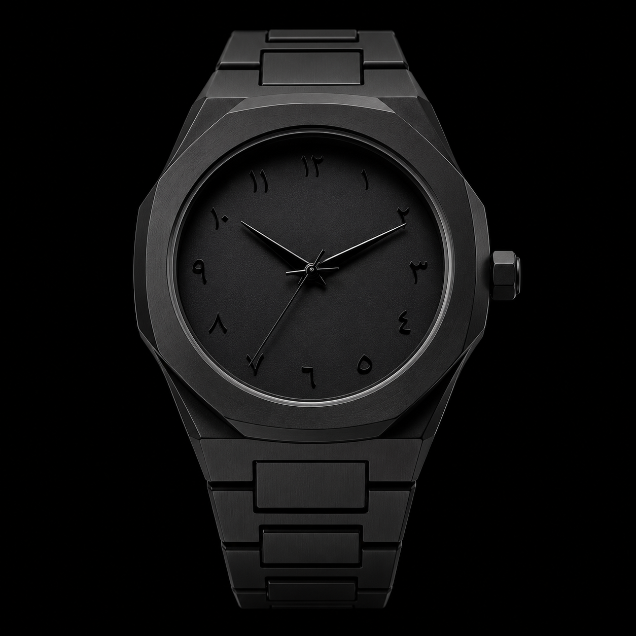 Black Arabic Aura Watch for Men – Luxury Minimalist Stainless Steel Timepiece ⭐
