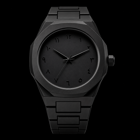 Black Arabic Aura Watch for Men – Luxury Minimalist Stainless Steel Timepiece ⭐